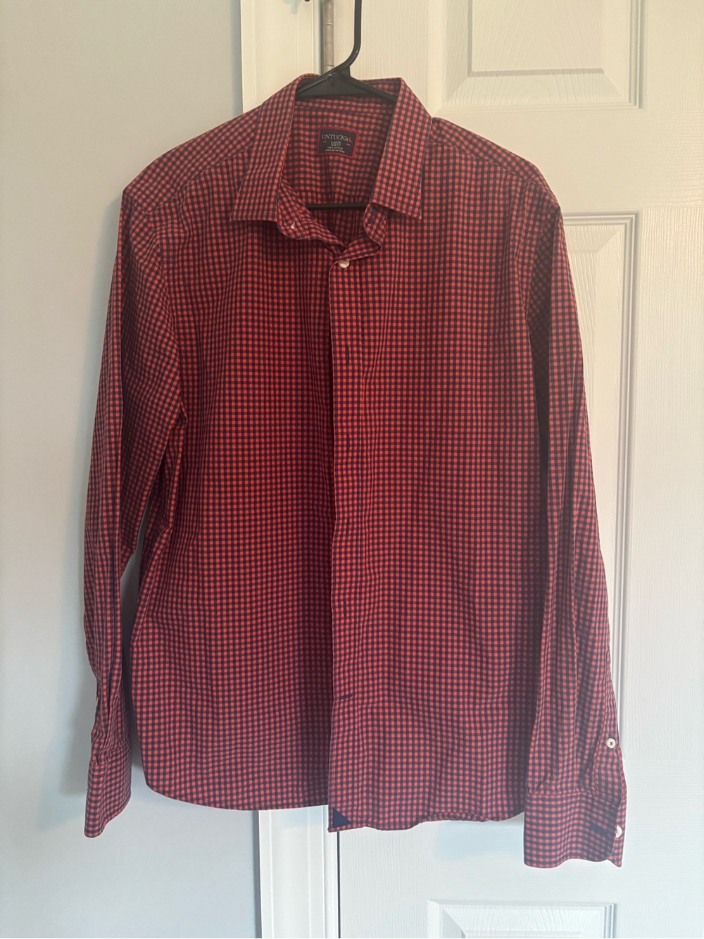 UNTUCKit Men’s Navy and orange Micro-Check Button-Down Shirt - brand new
